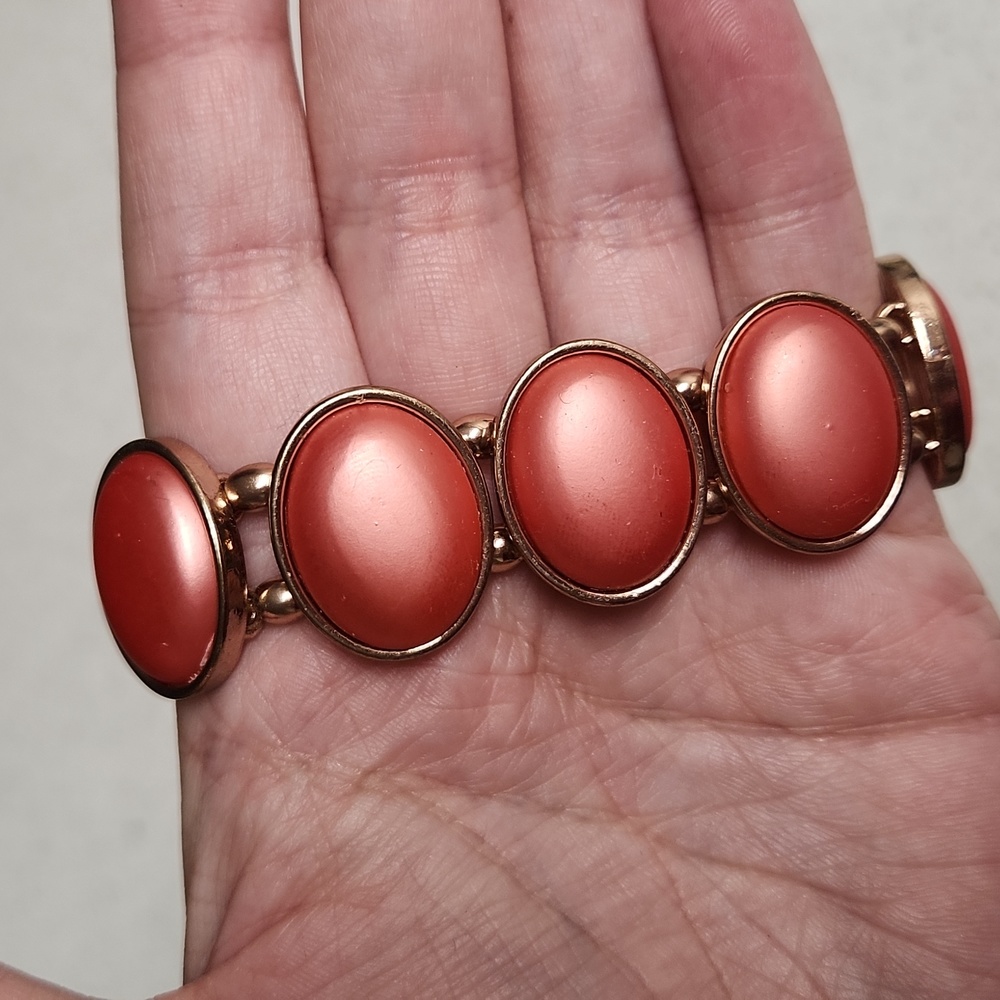 Charming Charlie Rose Gold and Peachy Coral Stretch Bracelet